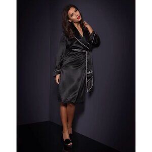 Agent Provocateur Classic Black Silk Dressing Gown Small